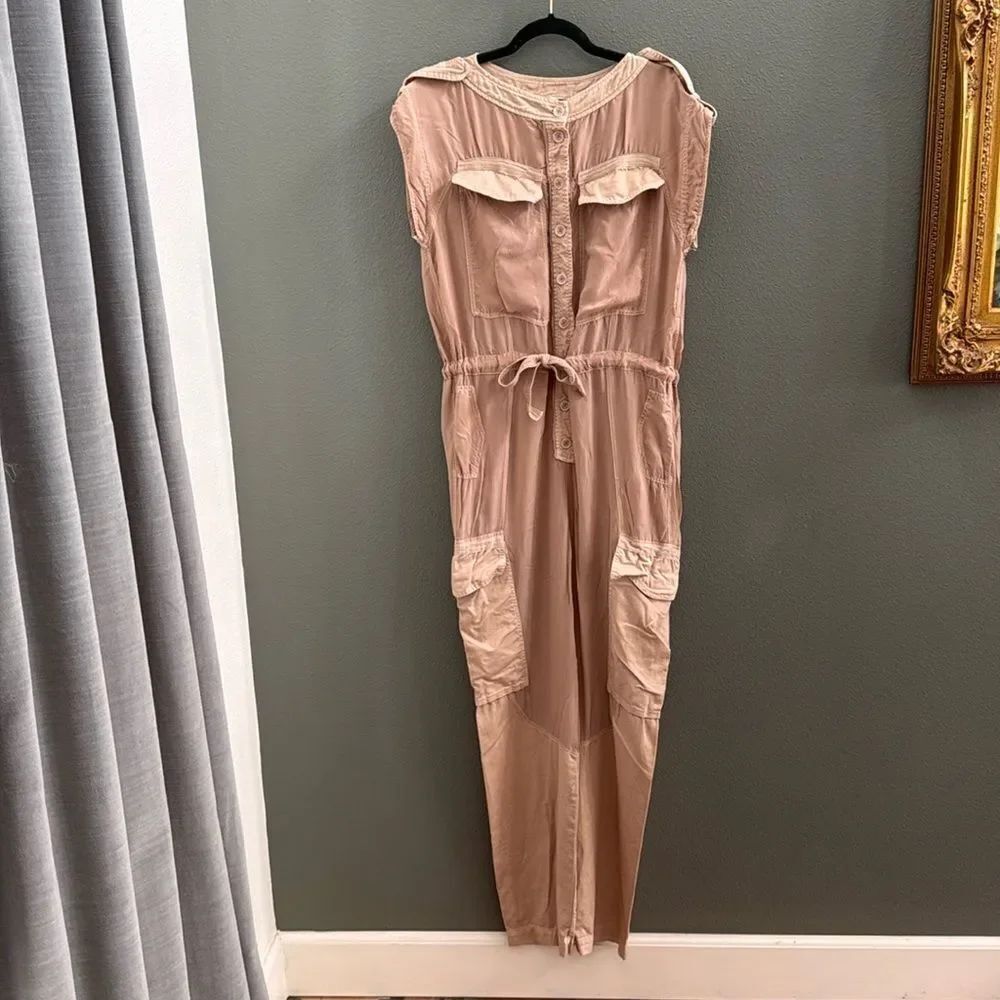 Zara SRPLS Beige Light pink Cargo Jumpsuit- Small